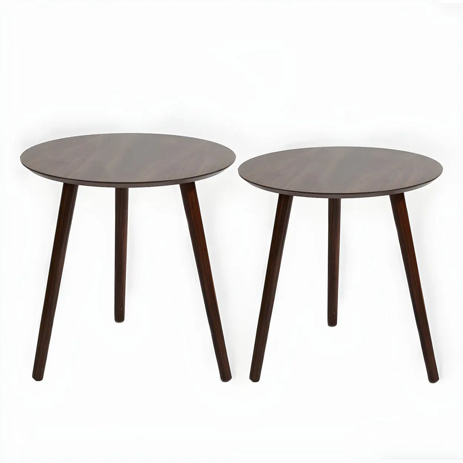 Simple Round Espresso Wood Brown Three Legs End Table