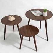 Simple Round Espresso Wood Brown Three Legs End Table