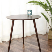 Simple Round Espresso Wood Brown Three Legs End Table