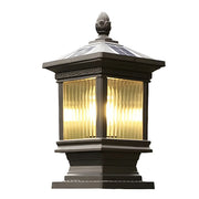 Simple Square Pavilion Metal Outdoor Solar Post Pillar Light