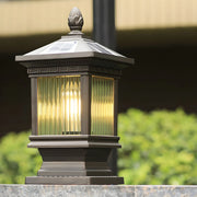 Simple Square Pavilion Metal Outdoor Solar Post Pillar Light