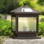 Simple Square Pavilion Metal Outdoor Solar Post Pillar Light