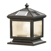 Simple Square Pavilion Metal Outdoor Solar Post Pillar Light