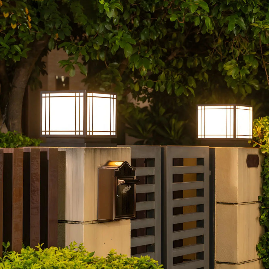 Simple Strip Square Metal Outdoor Solar Post Pillar Lamp