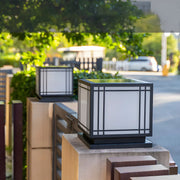 Simple Strip Square Metal Outdoor Solar Post Pillar Lamp
