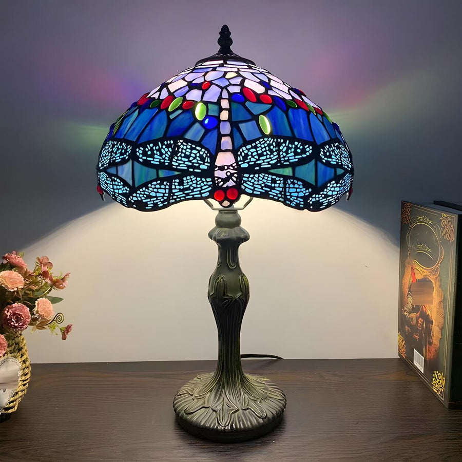Simple Tiffany Style Dome Stained Glass Table Lamp