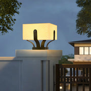 Simple White Square Solar Metal Outdoor Post Pillar Light