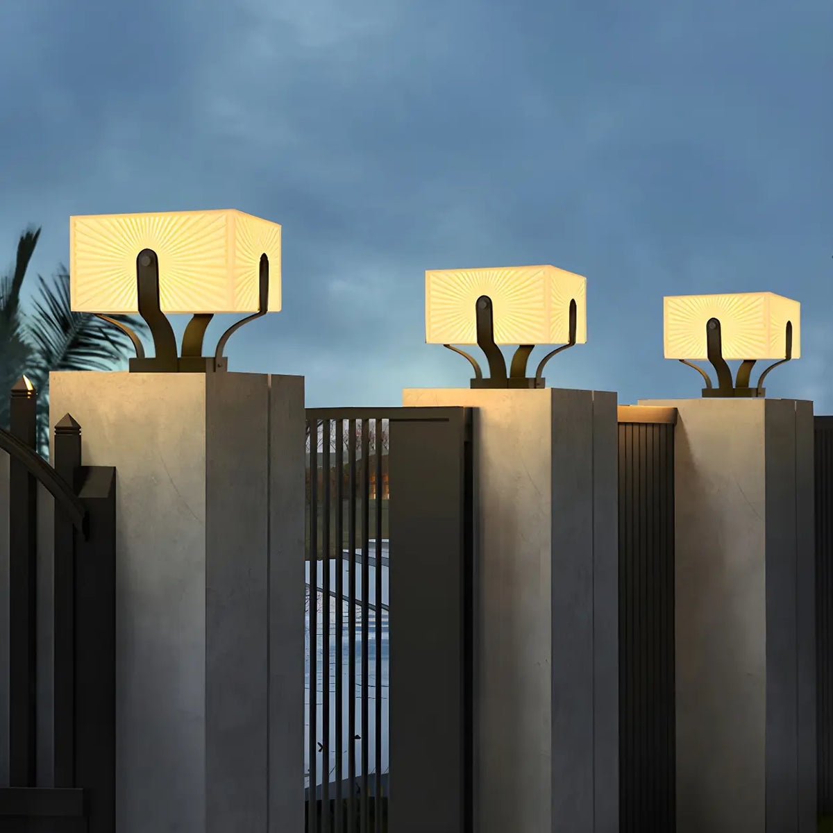 Simple White Square Solar Metal Outdoor Post Pillar Light