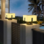 Simple White Square Solar Metal Outdoor Post Pillar Light