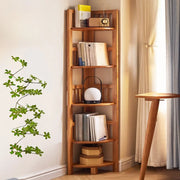 Simple Wooden Triangle Shelf Tower Open Corner Bookcase