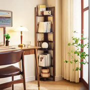 Simple Wooden Triangle Shelf Tower Open Corner Bookcase