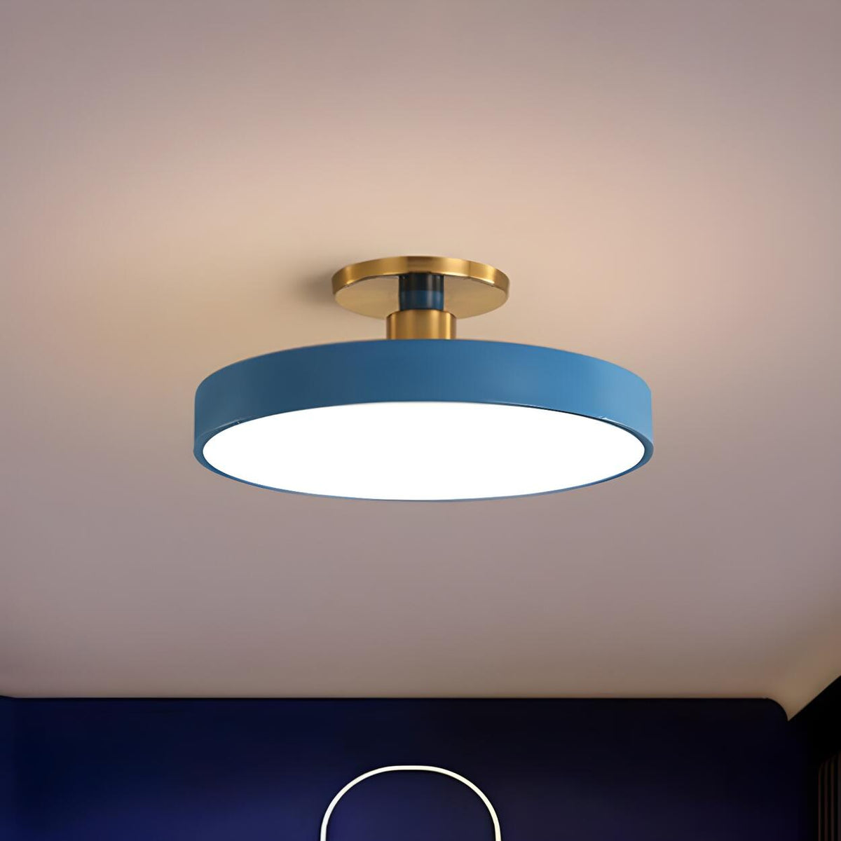 Simplicity Blue Round LED Semi-Flush Mount Ceiling Lamp