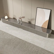 Simplistic Rectangle Grey Stone Drawers Long TV Stand