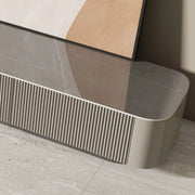 Simplistic Rectangle Grey Stone Drawers Long TV Stand
