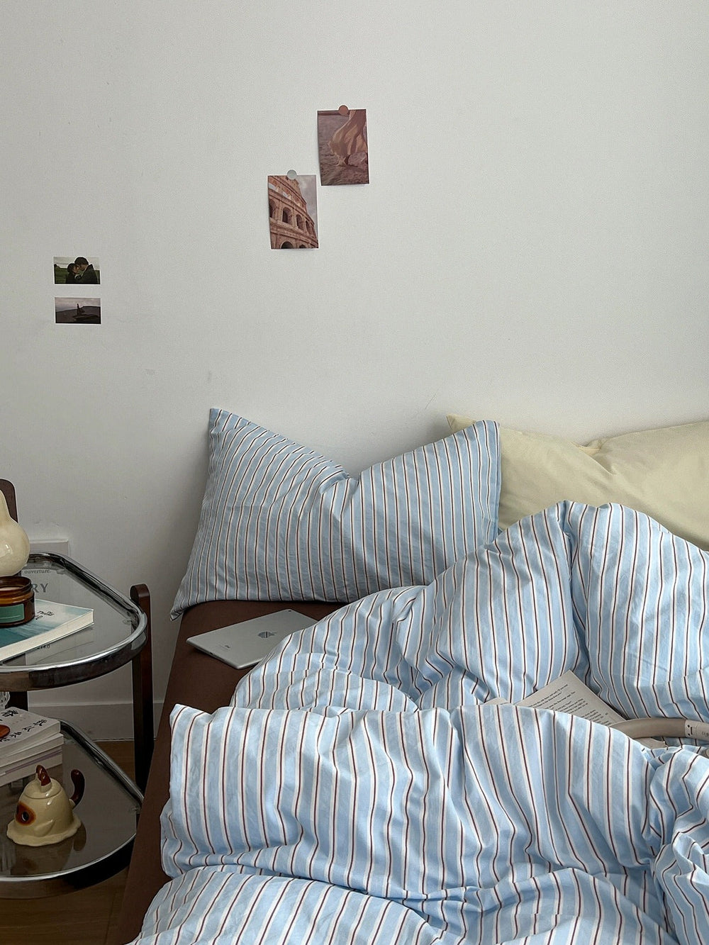 Sky Blue Striped Bedding Set