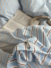 Sky Blue Striped Bedding Set
