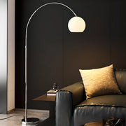Sleek Adjustable Amber Glass Globe Arched Floor Lamp