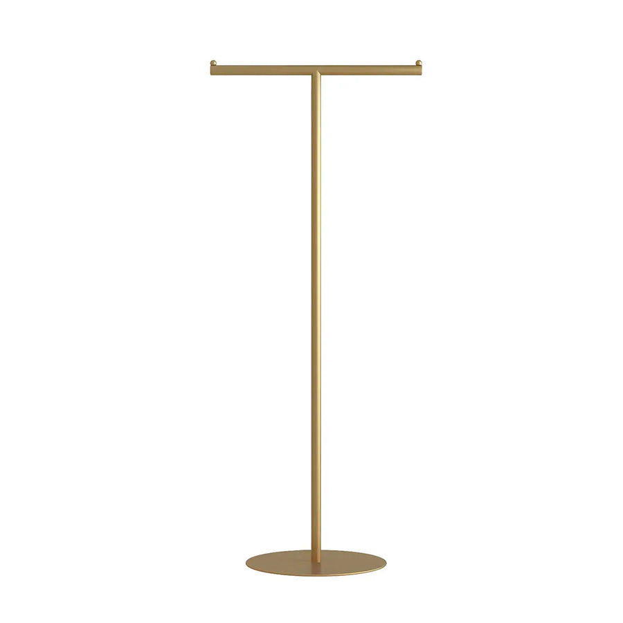 Sleek Gold Metal Free Standing Round Base Coat Rack