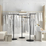 Sleek Gold Metal Free Standing Round Base Coat Rack