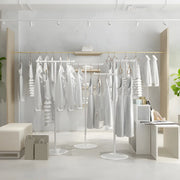 Sleek Gold Metal Free Standing Round Base Coat Rack
