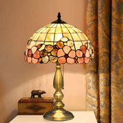 Sleek Tiffany Dome Stained Glass Metal Base Table Lamp