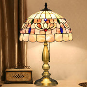 Sleek Tiffany Dome Stained Glass Metal Base Table Lamp