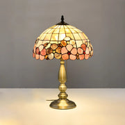 Sleek Tiffany Dome Stained Glass Metal Base Table Lamp