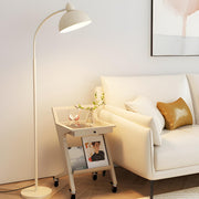 Sleek White Dome and Arc Living Room Floor Lamp