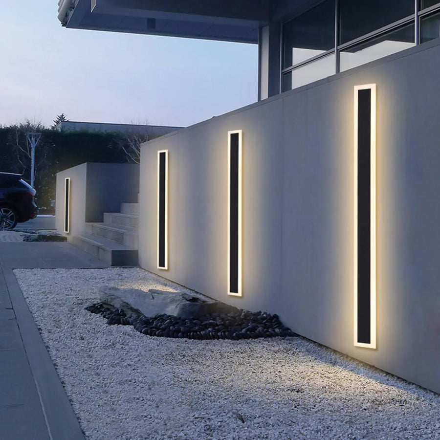 Slim Modern Black Vertical Outdoor LED Wall Light
