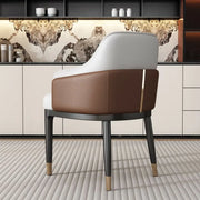 Sloped Arm Upholstered Dining Chair with Black Metal Legs