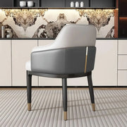 Sloped Arm Upholstered Dining Chair with Black Metal Legs