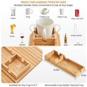 Sleepwyn Bamboo Couch Cup Holder Tray