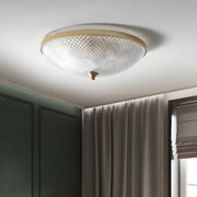 Small Golden Clear Glass Bowl-Shaped Flush Mount Light
