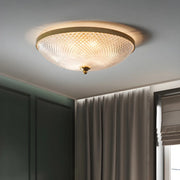 Small Golden Clear Glass Bowl-Shaped Flush Mount Light