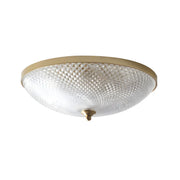 Small Golden Clear Glass Bowl-Shaped Flush Mount Light