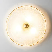 Small Golden Clear Glass Bowl-Shaped Flush Mount Light