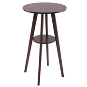 Small Natural Round Rubberwood Bar Table with Storage