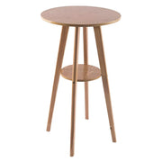 Small Natural Round Rubberwood Bar Table with Storage