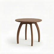 Solid Ash Wood Round Side Table with Curved Legs