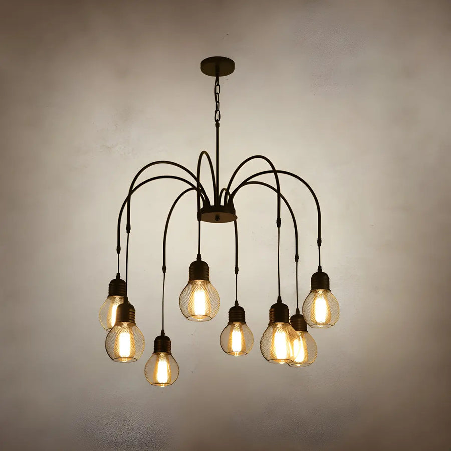 Spider Mesh Large Multi-Light Edison Bulb Chandelier