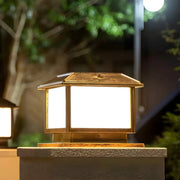 Square Vintage Metal Outdoor Solar Lantern Post Pillar Light
