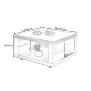 Square Walnut Wood Double Tier Side Table with Shelf