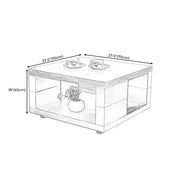 Square Walnut Wood Double Tier Side Table with Shelf