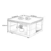 Square Walnut Wood Double Tier Side Table with Shelf
