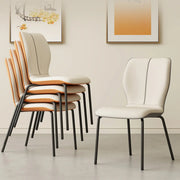 Stackable PU Leather Solid Back Dining Chair with Metal Legs