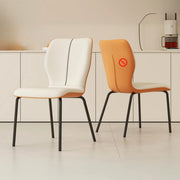 Stackable PU Leather Solid Back Dining Chair with Metal Legs