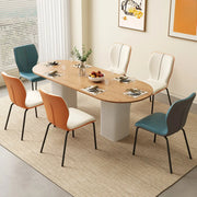 Stackable PU Leather Solid Back Dining Chair with Metal Legs
