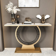 Stain Resistant Gold Circular Base Stone Console Table
