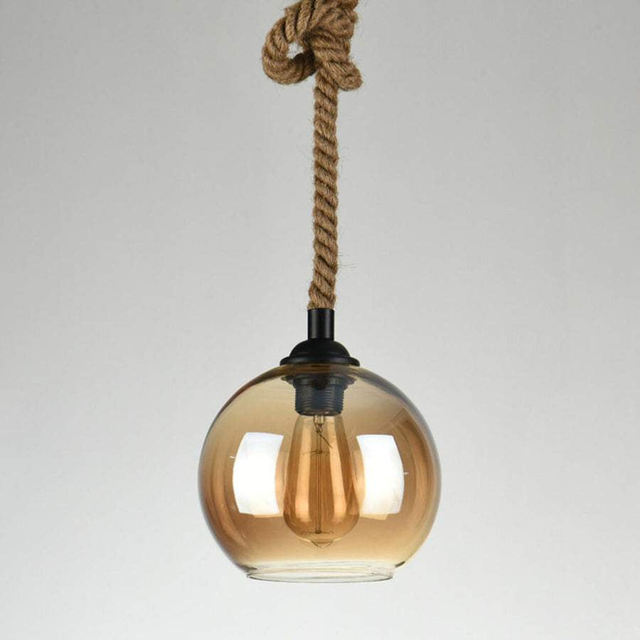 Steampunk Amber Glass Globe Edison Bulb Pendant Light