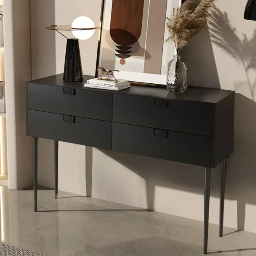 Storage Rectangle Wood Black Console Table with Drawer